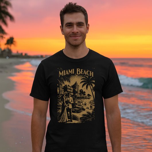 Miami Beach, Florida Retro Art Deco Travel Tourism T-shirt
