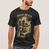 Miami Beach, Florida Retro Art Deco Travel Tourism T-shirt (Voorkant)