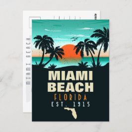 Miami Beach Florida Retro Sunset Souvenir 70s Briefkaart