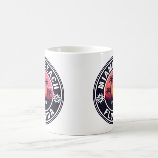 Miami Beach Florida Retro Sunset Souvenirs 60s Koffiemok (Center)
