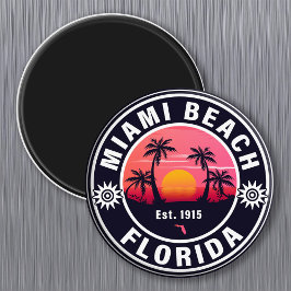 Miami Beach Florida Retro Sunset Souvenirs 60s Magneet
