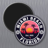Miami Beach Florida Retro Sunset Souvenirs 60s Magneet