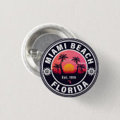 Miami Beach Florida Retro Sunset Souvenirs 60s Ronde Button 3,2 Cm (Voorkant /achterkant)