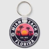 Miami Beach Florida Retro Sunset Souvenirs 60s Sleutelhanger (Voorkant)