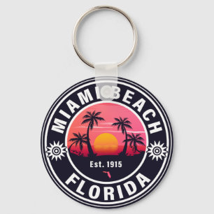 Miami Beach Florida Retro Sunset Souvenirs 60s Sleutelhanger