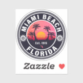 Miami Beach Florida Retro Sunset Souvenirs 60s Sticker (Vel)