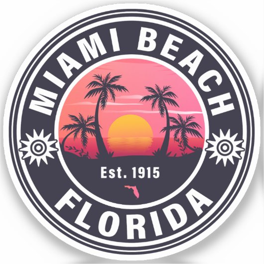 Miami Beach Florida Retro Sunset Souvenirs 60s Sticker (Voorkant)