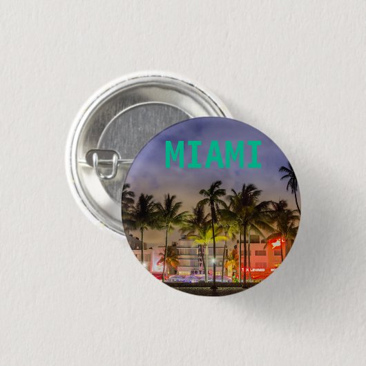 MIAMI BEACH FLORIDA RONDE BUTTON 3,2 CM (Voorkant /achterkant)