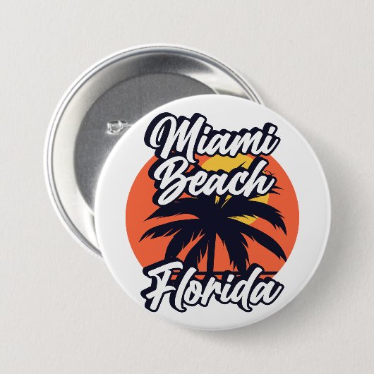 Miami Beach, Florida Ronde Button 7,6 Cm (Voorkant /achterkant)