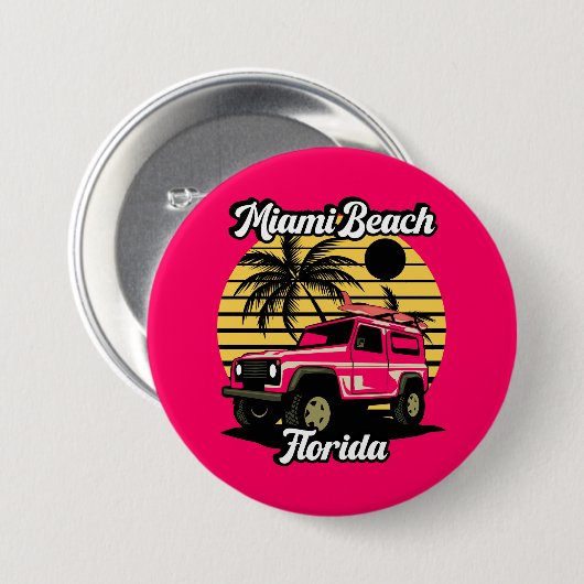 Miami Beach Florida Ronde Button 7,6 Cm (Voorkant /achterkant)