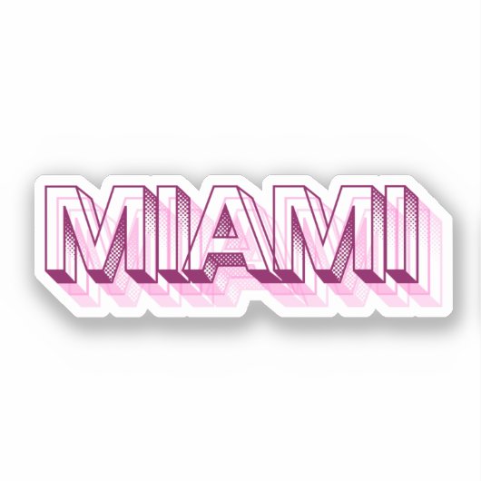Miami Beach, Florida | Roze Bubbel Letter Sticker (Voorkant)