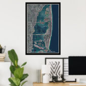 Miami Beach Florida Satellite Map Poster (Thuiskantoor)