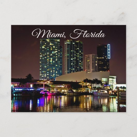 Miami Beach Florida Sklyline Travel Briefkaart (Voorkant)