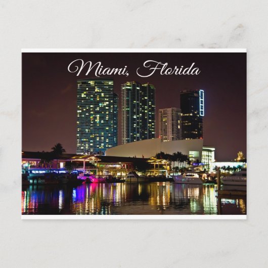 Miami Beach Florida Sklyline Travel Briefkaart (Voorkant)