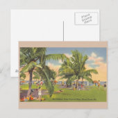  Miami Beach Florida Sunbathing Post Card Briefkaart (Voorkant / Achterkant)