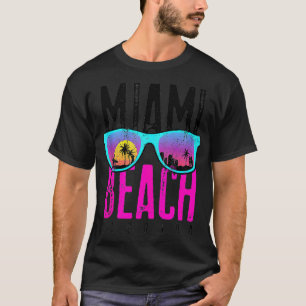 Miami Beach Florida Sunset Retro Souvenir Surf Mi T-shirt