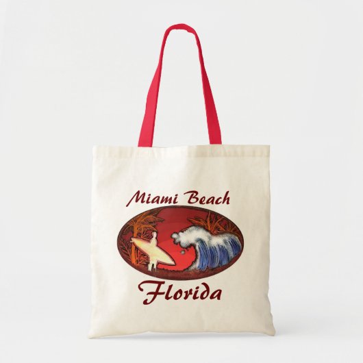 Miami Beach Florida surfer golven kunst herbruikba Tote Bag (Voorkant)