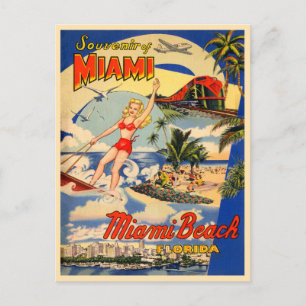 Miami Beach Florida toerisme en jaren veertig Briefkaart