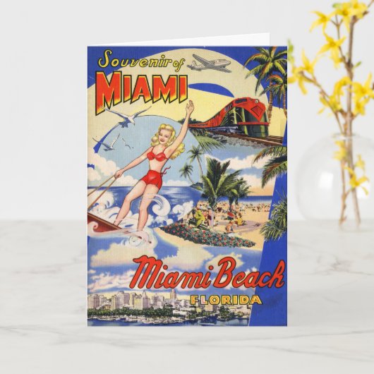  Miami Beach Florida Travel Briefkaart (Gele Bloem)