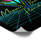 Miami Beach Florida Trip Retro 80s Vaporwave Grid Poster (Hoek)