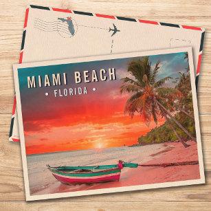 Miami Beach Florida tropische palmboom jaren 1950 Briefkaart