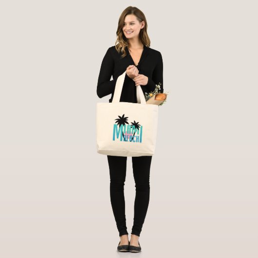Miami-Beach-Florida-Typografie Grote Tote Bag (Voorkant (model))