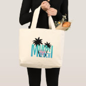 Miami-Beach-Florida-Typografie Grote Tote Bag (Voorkant (product))
