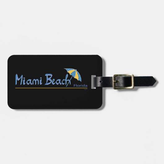 Miami Beach, Florida Umbrella Cool Bagagelabel (Voorkant horizontaal)