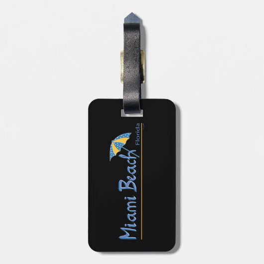 Miami Beach, Florida Umbrella Cool Bagagelabel (Achterkant verticaal)