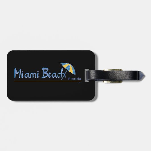 Miami Beach, Florida Umbrella Cool Bagagelabel (Achterkant horizontaal)