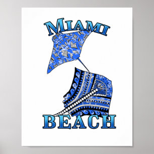Miami Beach Florida Vacation Tribal Stingray Poster