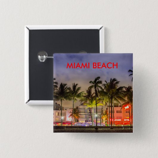 MIAMI BEACH FLORIDA VIERKANTE BUTTON 5,1 CM (Voorkant /achterkant)
