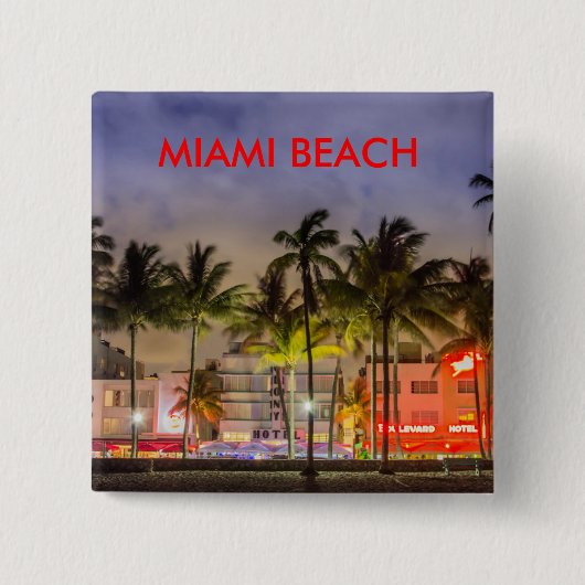 MIAMI BEACH FLORIDA VIERKANTE BUTTON 5,1 CM (Voorkant)