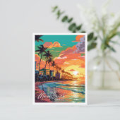 Miami Beach Florida vintage reisillustratie Briefkaart (Staand voorkant)