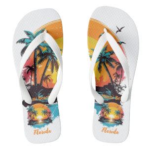 Miami Beach Florida Vintage Sunset Trucker Teenslippers