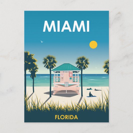 Miami Beach Florida Vintage Travel Briefkaart (Voorkant)