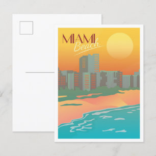 Miami Beach Florida Vintage Travel Illustratie Briefkaart