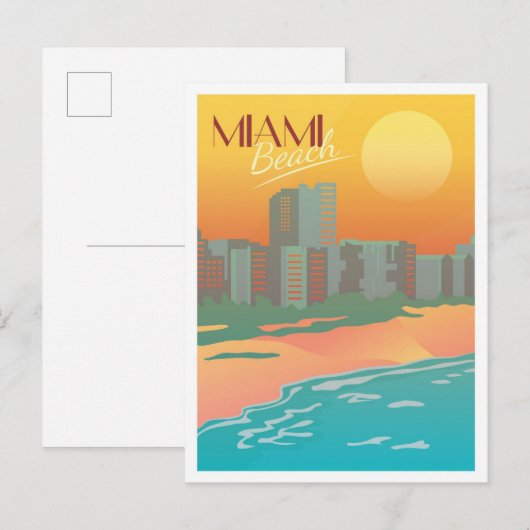 Miami Beach Florida Vintage Travel Illustratie Briefkaart (Voorkant / Achterkant)