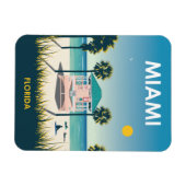 Miami Beach Florida Vintage Travel Magneet (Horizontaal)