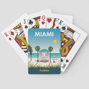 Miami Beach Florida Vintage Travel Pokerkaarten