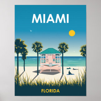 Miami Beach Florida Vintage Travel Poster