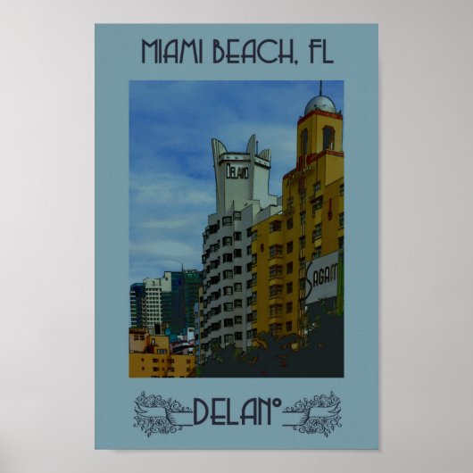 Miami Beach Florida Vintage Travel Poster (Voorkant)