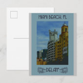 Miami Beach Florida Vintage Travel Poster Briefkaart (Voorkant / Achterkant)