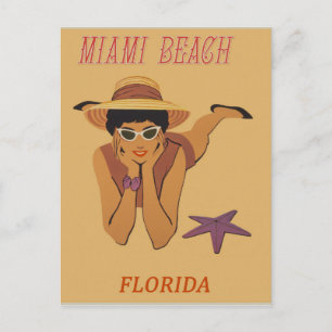 Miami Beach Florida Vintage Travel Poster Briefkaart