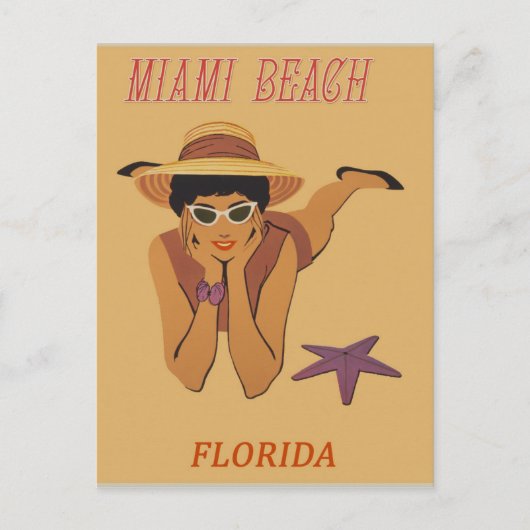 Miami Beach Florida Vintage Travel Poster Briefkaart (Voorkant)
