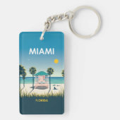 Miami Beach Florida Vintage Travel Sleutelhanger (achterkant)