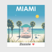 Miami Beach Florida Vintage Travel Sticker (Vel)