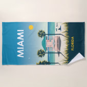 Miami Beach Florida Vintage Travel Strandlaken (Voorkant)