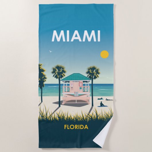 Miami Beach Florida Vintage Travel Strandlaken (Voorkant)