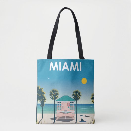 Miami Beach Florida Vintage Travel Tote Bag (Voorkant)